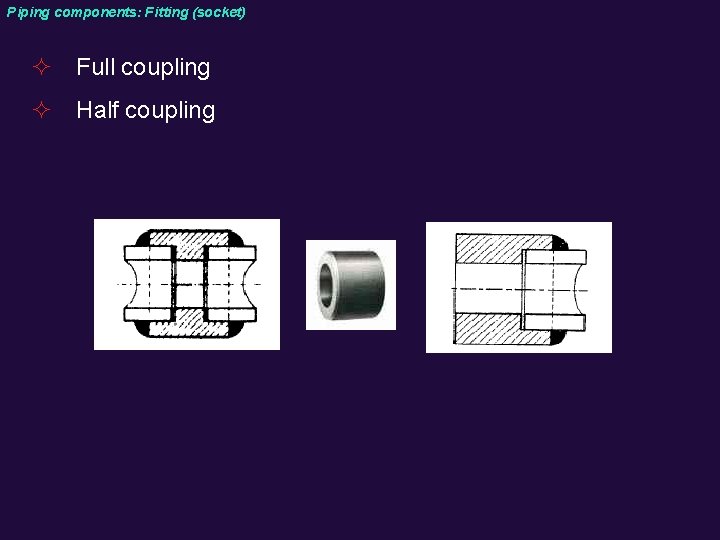 Piping components: Fitting (socket) ² Full coupling ² Half coupling 