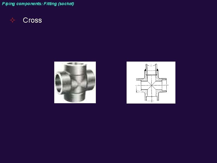 Piping components: Fitting (socket) ² Cross 