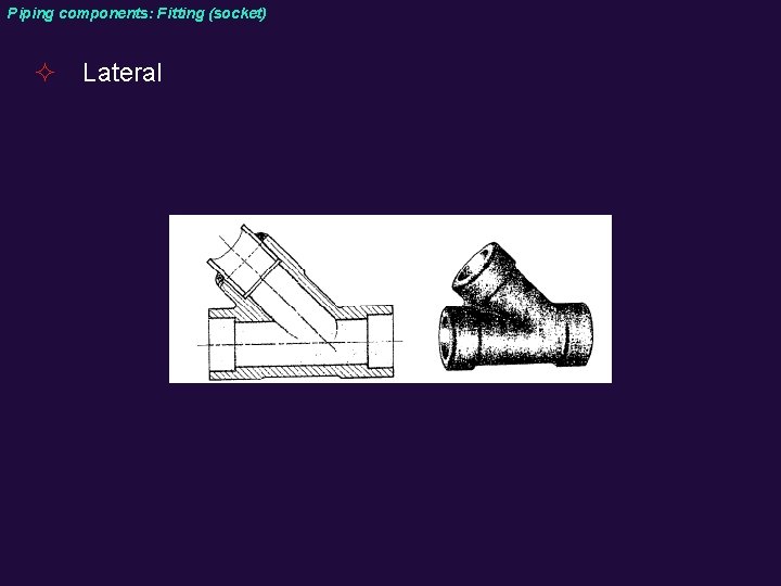 Piping components: Fitting (socket) ² Lateral 