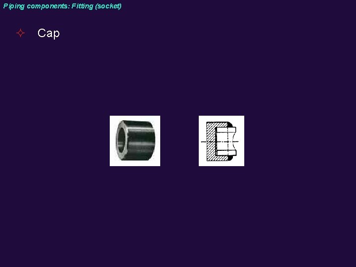 Piping components: Fitting (socket) ² Cap 