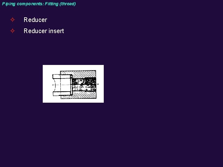 Piping components: Fitting (thread) ² Reducer insert 