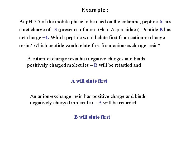Example : At p. H 7. 5 of the mobile phase to be used