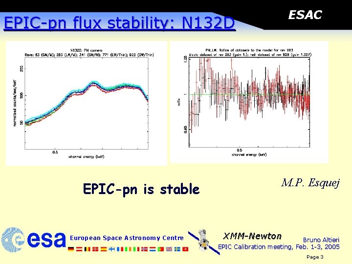 EPIC-pn flux stability: N 132 D M. P. Esquej EPIC-pn is stable European Space
