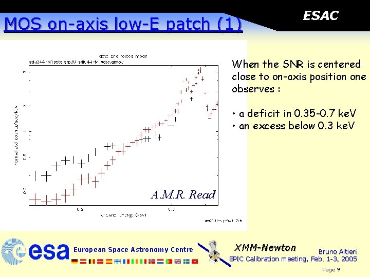 MOS on-axis low-E patch (1) ESAC When the SNR is centered close to on-axis