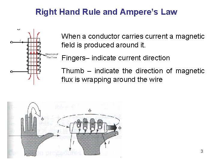 Right Hand Rule and Ampere’s Law When a conductor carries current a magnetic field