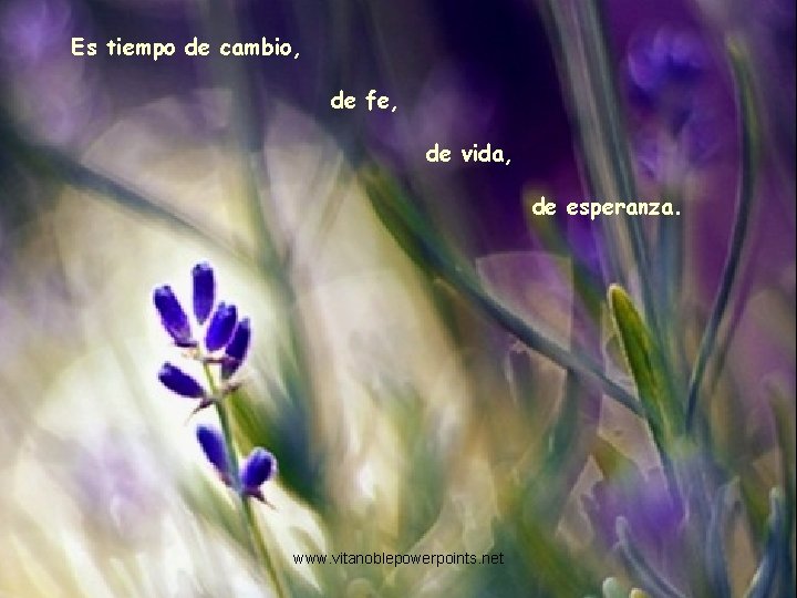 Es tiempo de cambio, de fe, de vida, de esperanza. www. vitanoblepowerpoints. net 