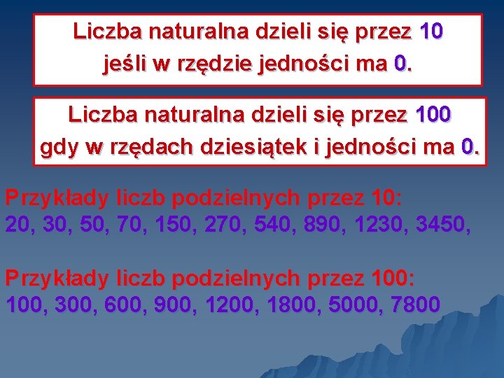 Cechy podzielnoci liczb Liczba naturalna dzieli si przez
