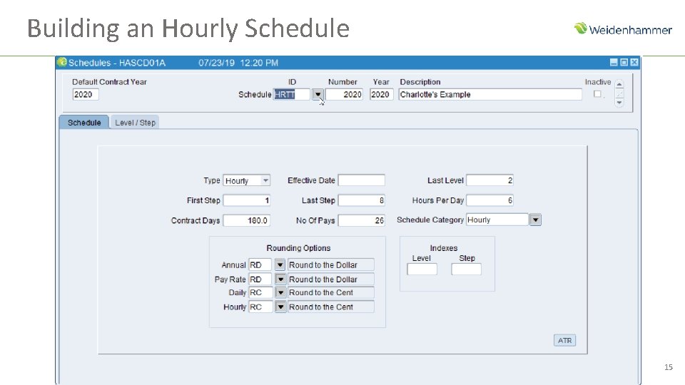 Building an Hourly Schedule 15 