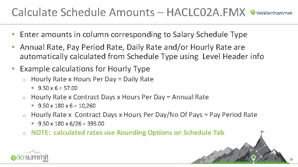 Calculate Schedule Amounts – HACLC 02 A. FMX • Enter amounts in column corresponding
