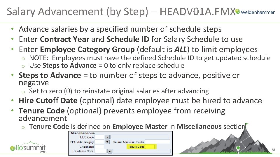 Salary Advancement (by Step) – HEADV 01 A. FMX • Advance salaries by a