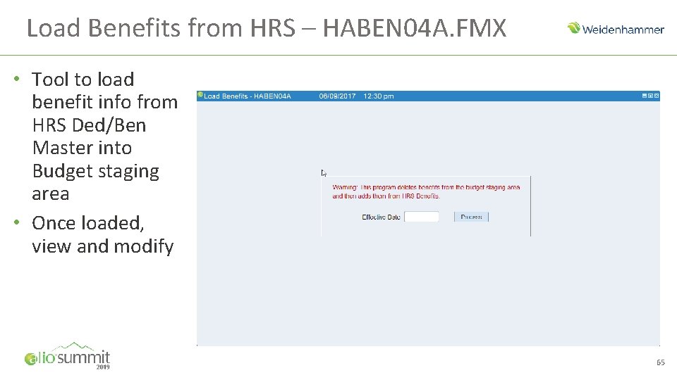 Load Benefits from HRS – HABEN 04 A. FMX • Tool to load benefit