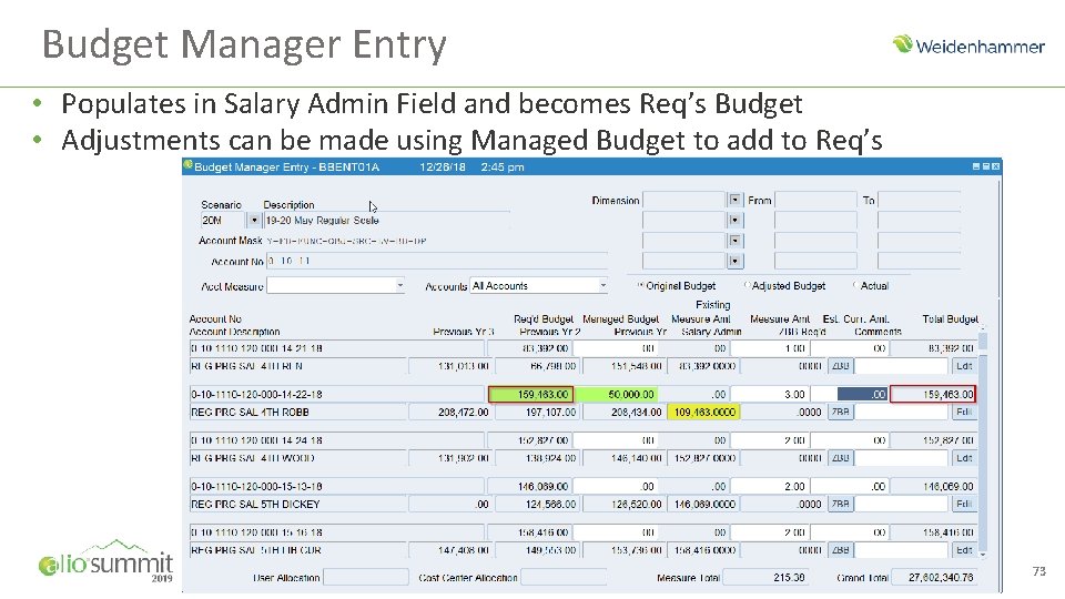 Budget Manager Entry • Populates in Salary Admin Field and becomes Req’s Budget •