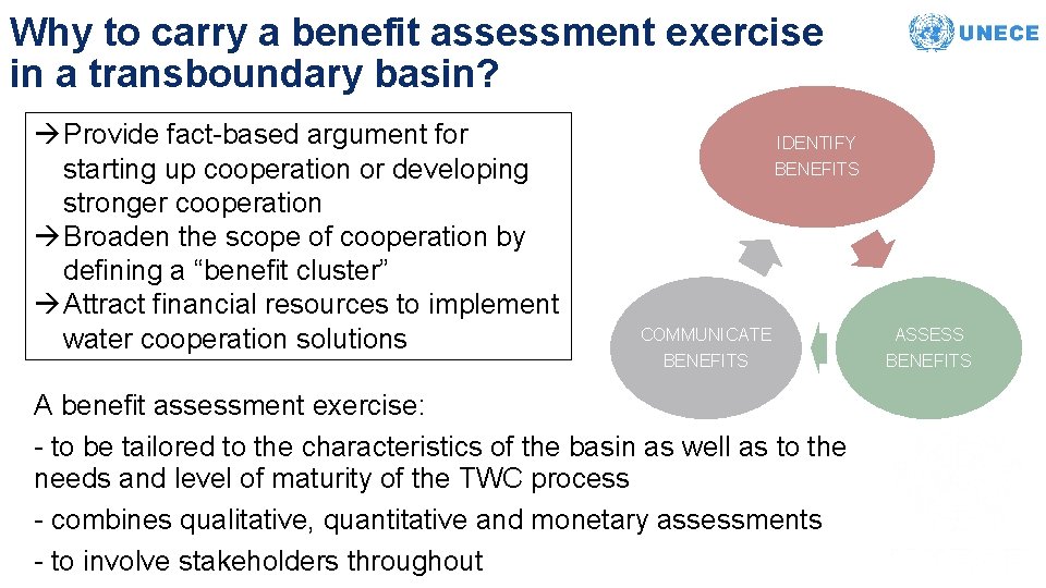 Why to carry a benefit assessment exercise in a transboundary basin? à Provide fact-based