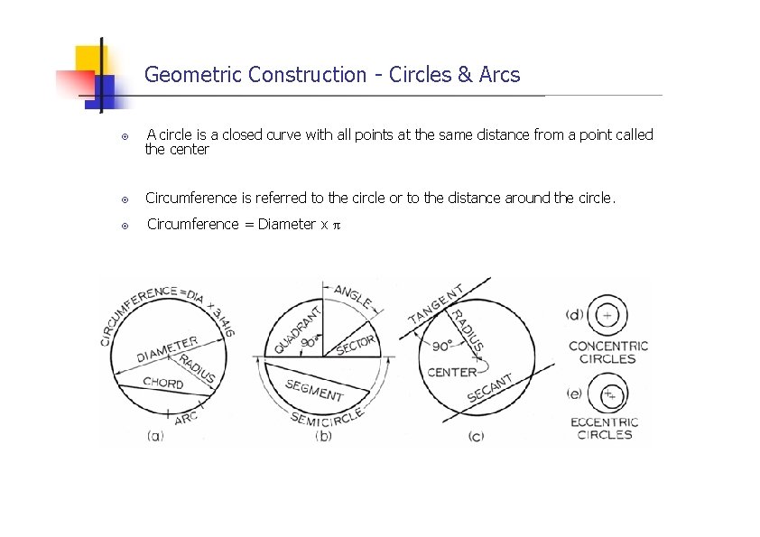 Geometric Construction - Circles & Arcs A circle is a closed curve with all