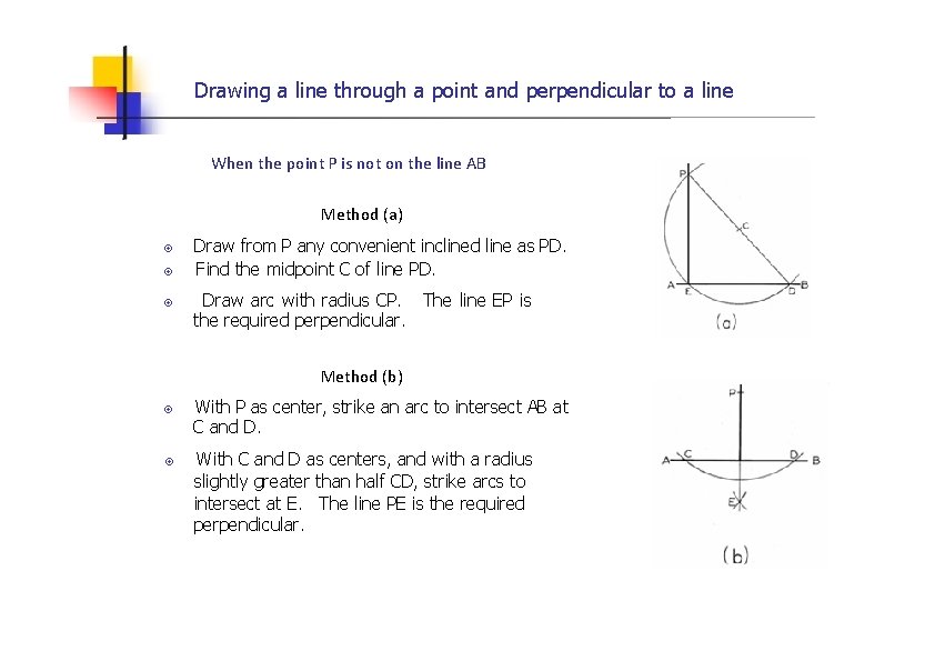 Drawing a line through a point and perpendicular to a line When the point