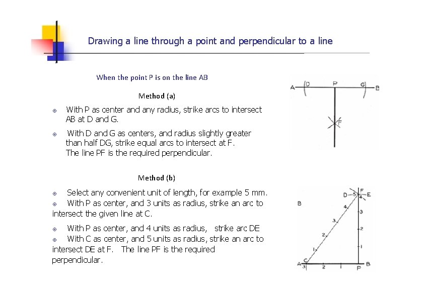 Drawing a line through a point and perpendicular to a line When the point