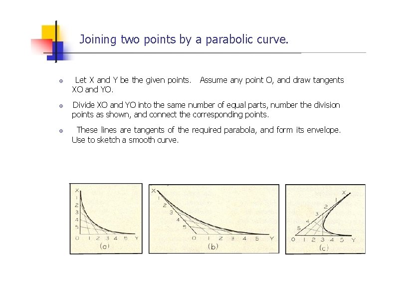 Joining two points by a parabolic curve. Let X and Y be the given