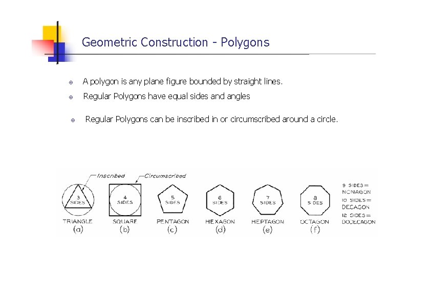 Geometric Construction - Polygons A polygon is any plane figure bounded by straight lines.
