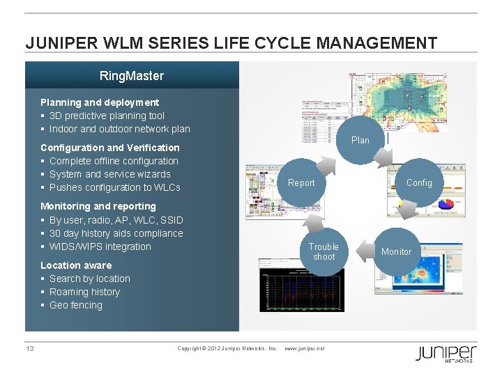 JUNIPER WLM SERIES LIFE CYCLE MANAGEMENT Ring. Master Planning and deployment § 3 D