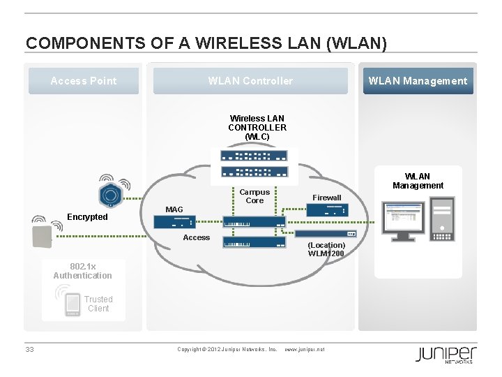 COMPONENTS OF A WIRELESS LAN (WLAN) Access Point WLAN Controller WLAN Management Wireless LAN