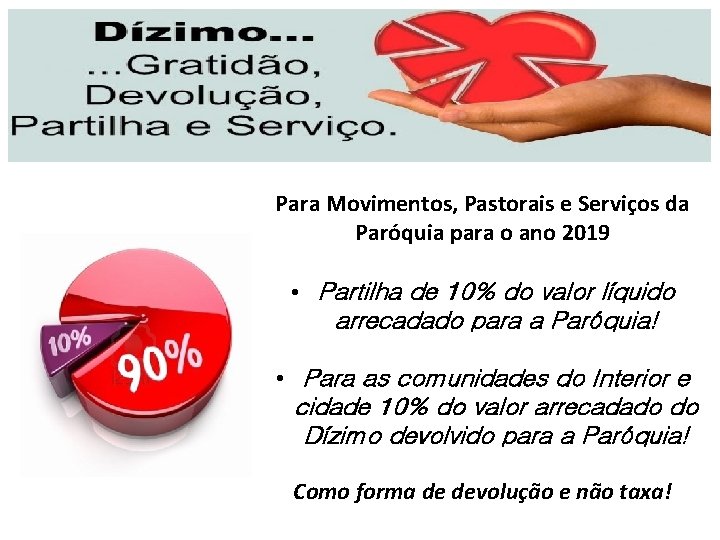 Para Movimentos, Pastorais e Serviços da Paróquia para o ano 2019 • Partilha de