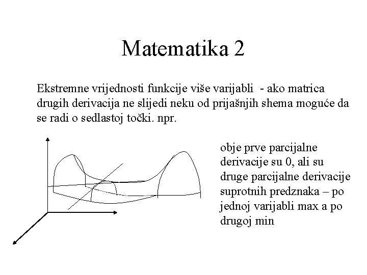 Matematika 2 Ekstremne vrijednosti funkcije više varijabli - ako matrica drugih derivacija ne slijedi