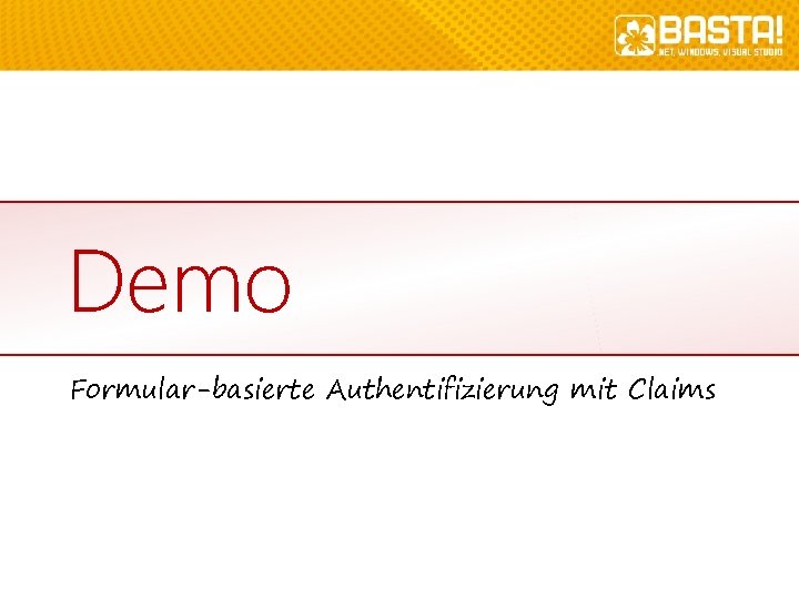 Demo Formular-basierte Authentifizierung mit Claims 