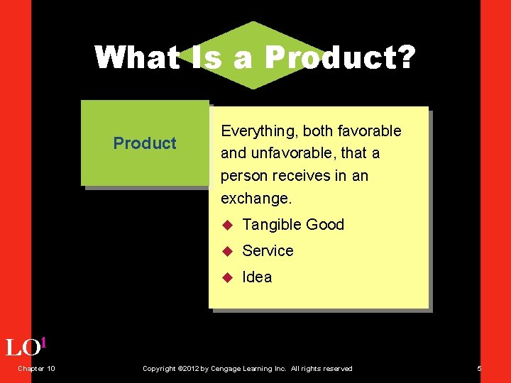 What Is a Product? Product Everything, both favorable and unfavorable, that a person receives