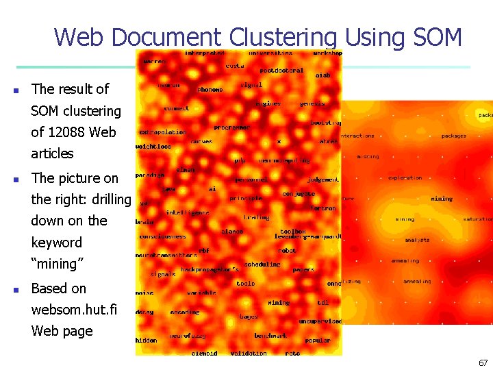 Web Document Clustering Using SOM n The result of SOM clustering of 12088 Web