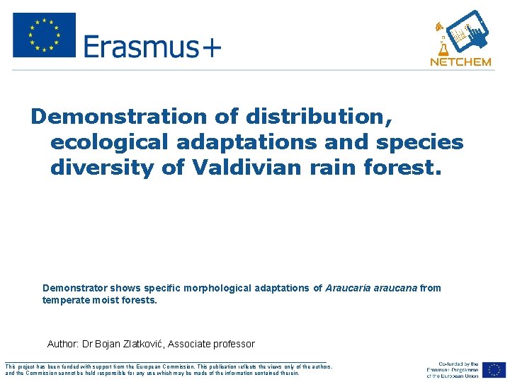 Demonstration of distribution, ecological adaptations and species diversity of Valdivian rain forest. 1. Demonstrator