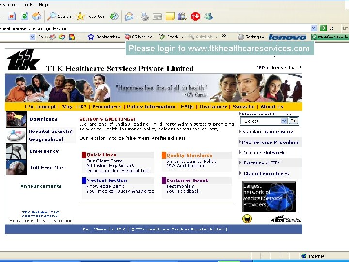 Please login to www. ttkhealthcareservices. com Please login to www. ttkhealthcareservices. com