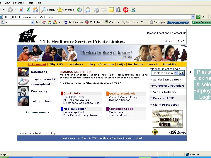 Please click he & selec Employe Login Please click he & selec Employe Login