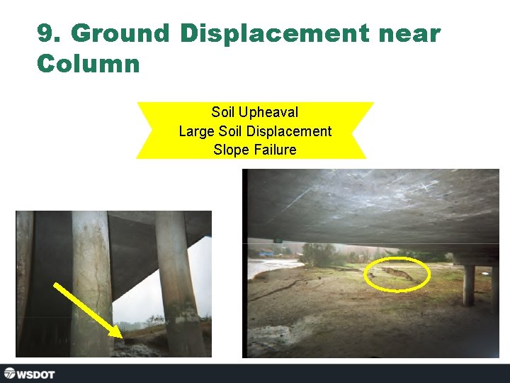 9. Ground Displacement near Column Soil Upheaval Large Soil Displacement Slope Failure 