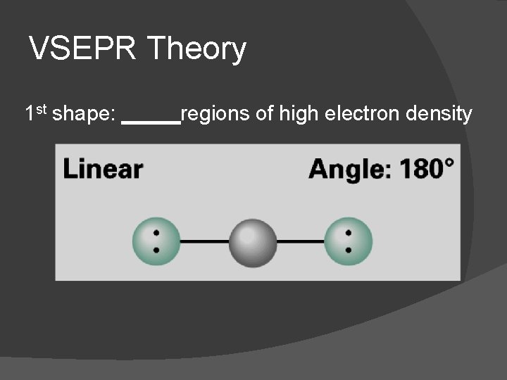 VSEPR Theory 1 st shape: _____regions of high electron density 