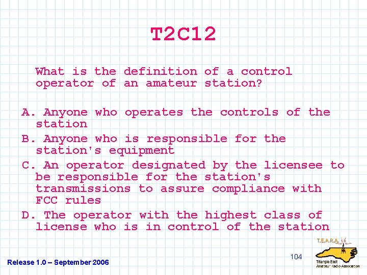 T 2 C 12 What is the definition of a control operator of an