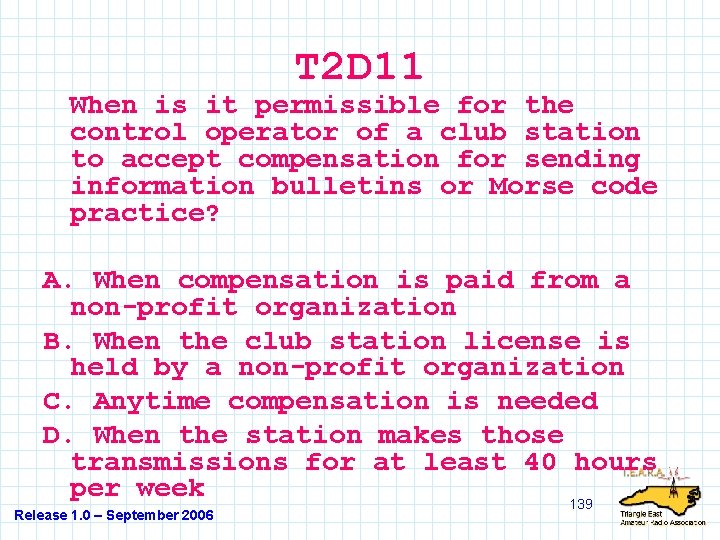 T 2 D 11 When is it permissible for the control operator of a