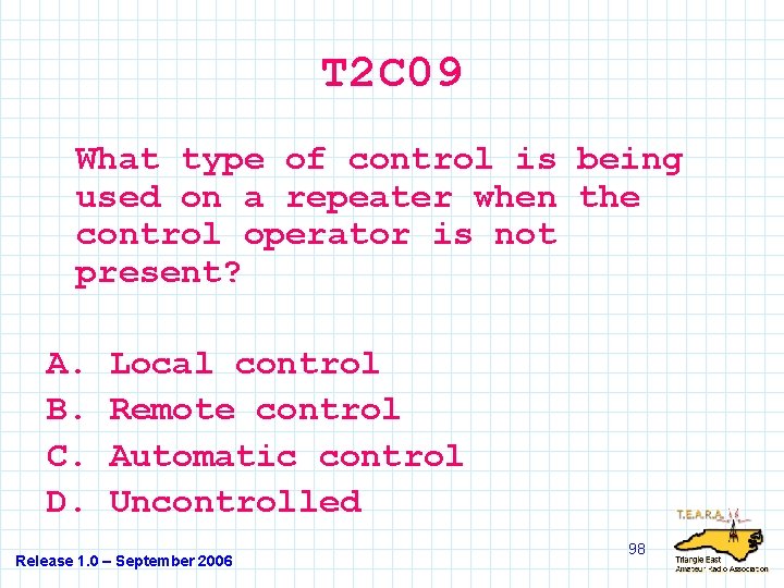 T 2 C 09 What type of control is being used on a repeater