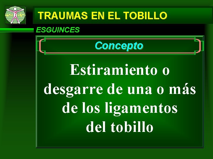 TRAUMAS EN EL TOBILLO ESGUINCES Concepto Estiramiento o desgarre de una o más de