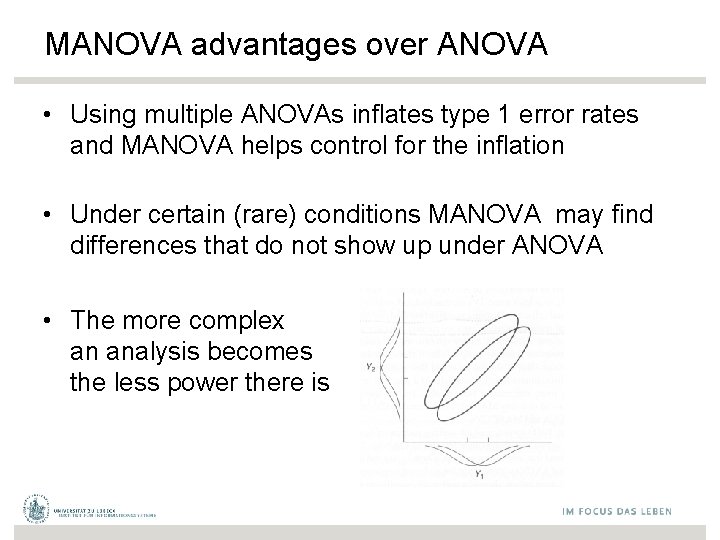 MANOVA advantages over ANOVA • Using multiple ANOVAs inflates type 1 error rates and