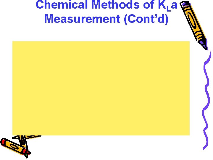 Chemical Methods of KLa Measurement (Cont’d) 