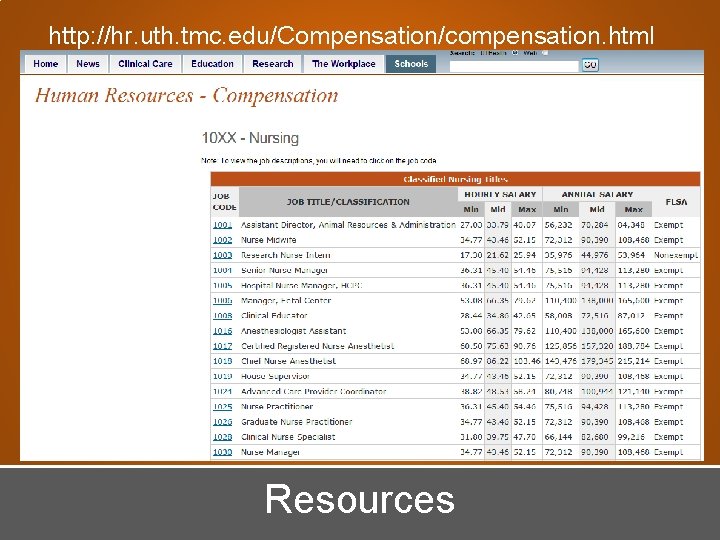 http: //hr. uth. tmc. edu/Compensation/compensation. html Resources 