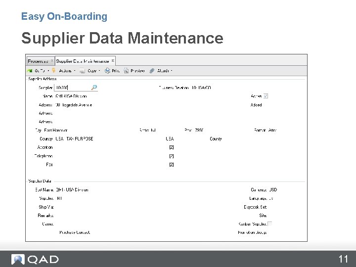 Easy On-Boarding Supplier Data Maintenance 11 