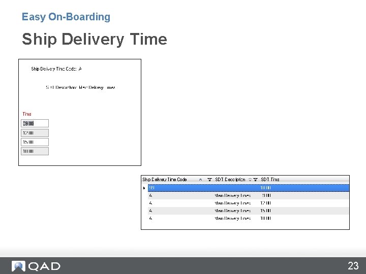 Easy On-Boarding Ship Delivery Time 23 