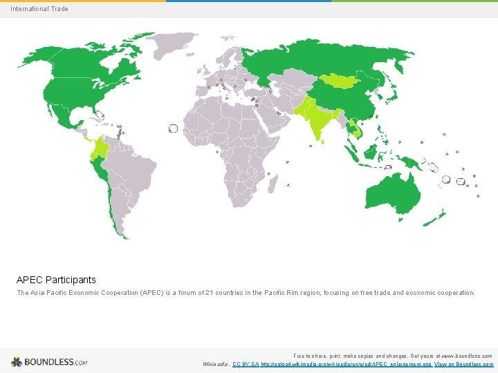 International Trade APEC Participants The Asia-Pacific Economic Cooperation (APEC) is a forum of 21