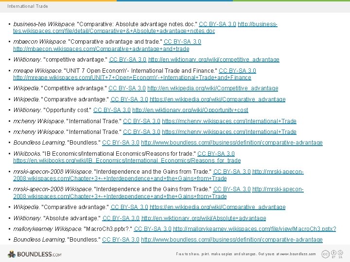 International Trade • business-tes Wikispace. "Comparative: Absolute advantage notes. doc. " CC BY-SA 3.
