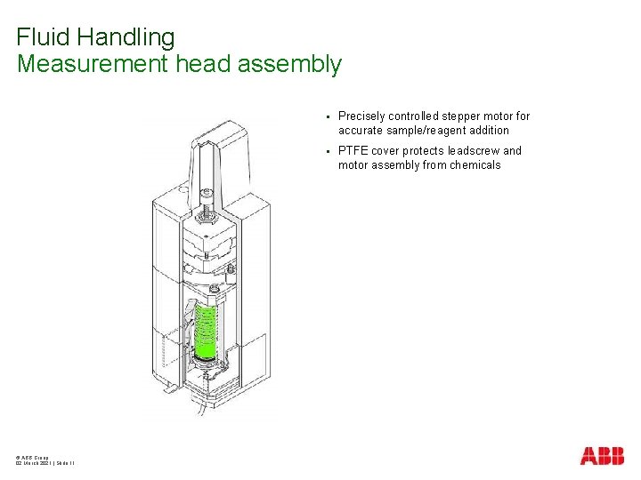 Fluid Handling Measurement head assembly © ABB Group 02 March 2021 | Slide 11