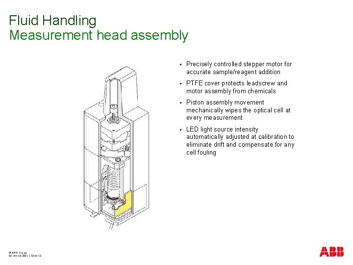 Fluid Handling Measurement head assembly © ABB Group 02 March 2021 | Slide 13