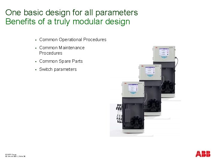 One basic design for all parameters Benefits of a truly modular design © ABB