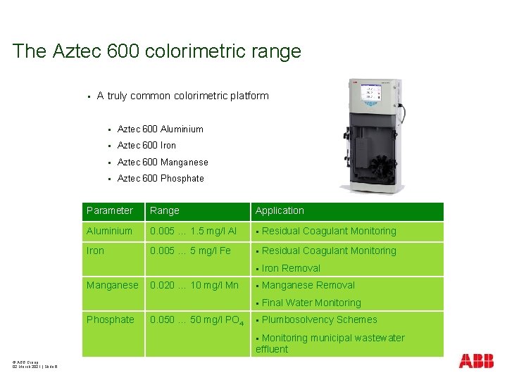 The Aztec 600 colorimetric range § A truly common colorimetric platform § Aztec 600