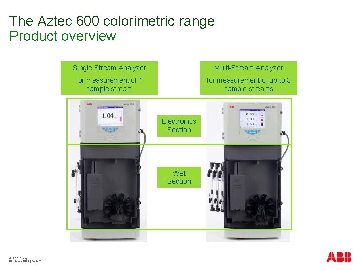 The Aztec 600 colorimetric range Product overview Single Stream Analyzer Multi-Stream Analyzer for measurement